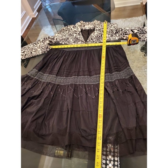 Upcycled Refashioned, Black ComfortWear Dress, Lace, Urban Boho, 42" Bust XL - Picture 10 of 11